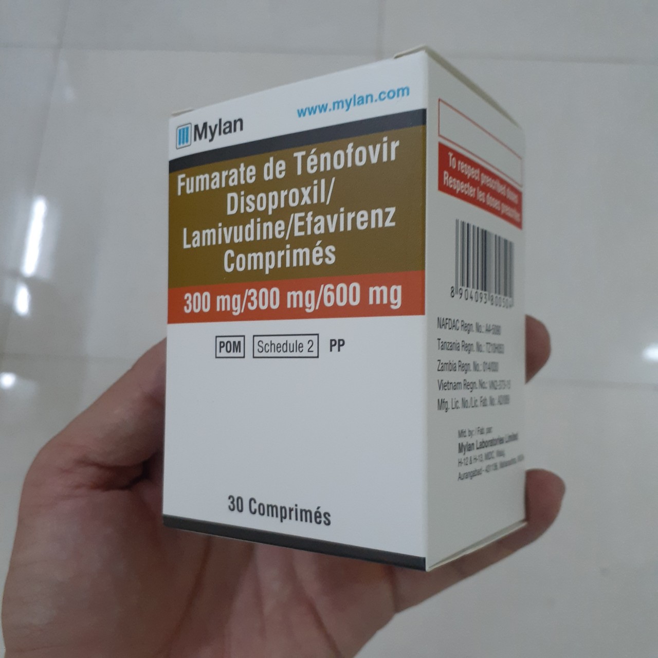Thuốc Tenofovir Disoproxil Fumarate/ Lamivudine/ Efavirenz