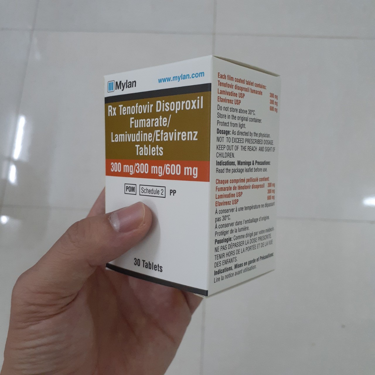 Thuốc Tenofovir Disoproxil Fumarate/ Lamivudine/ Efavirenz 2